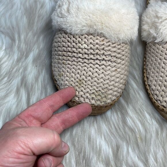 UGG Aira Cream Knit Lined Slippers Sz 7 - Picture 7 of 7
